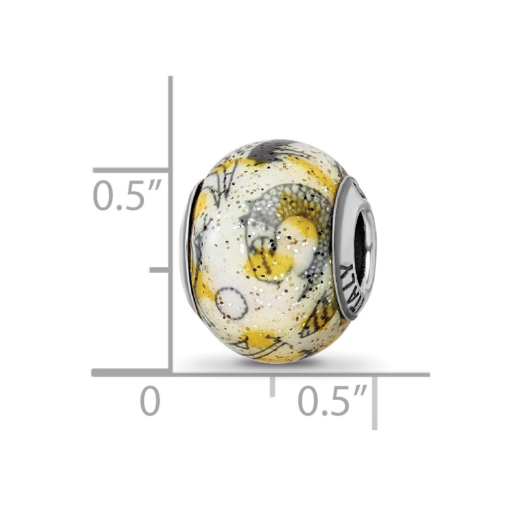 Sterling Silver Reflections Italian Decorative Yellow & White Glass Bead