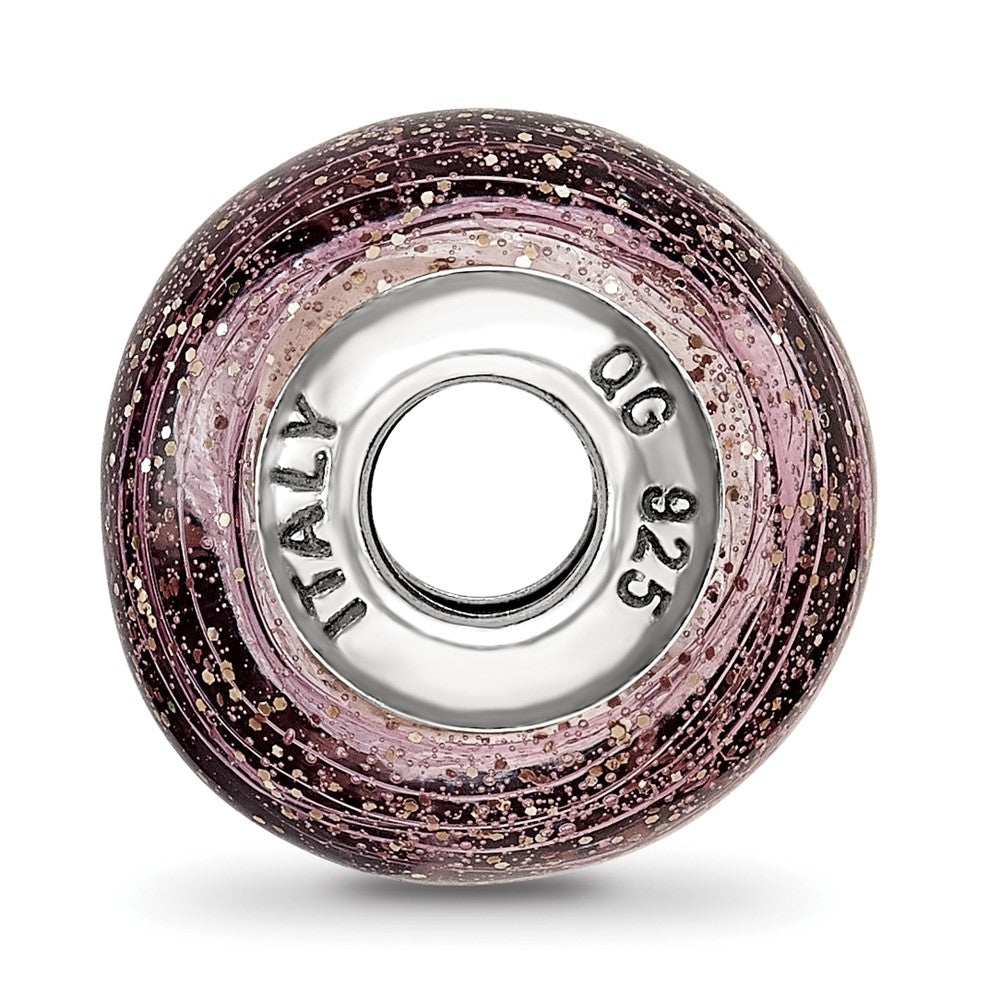 Sterling Silver Reflections Italian Pink Glitter Glass Bead