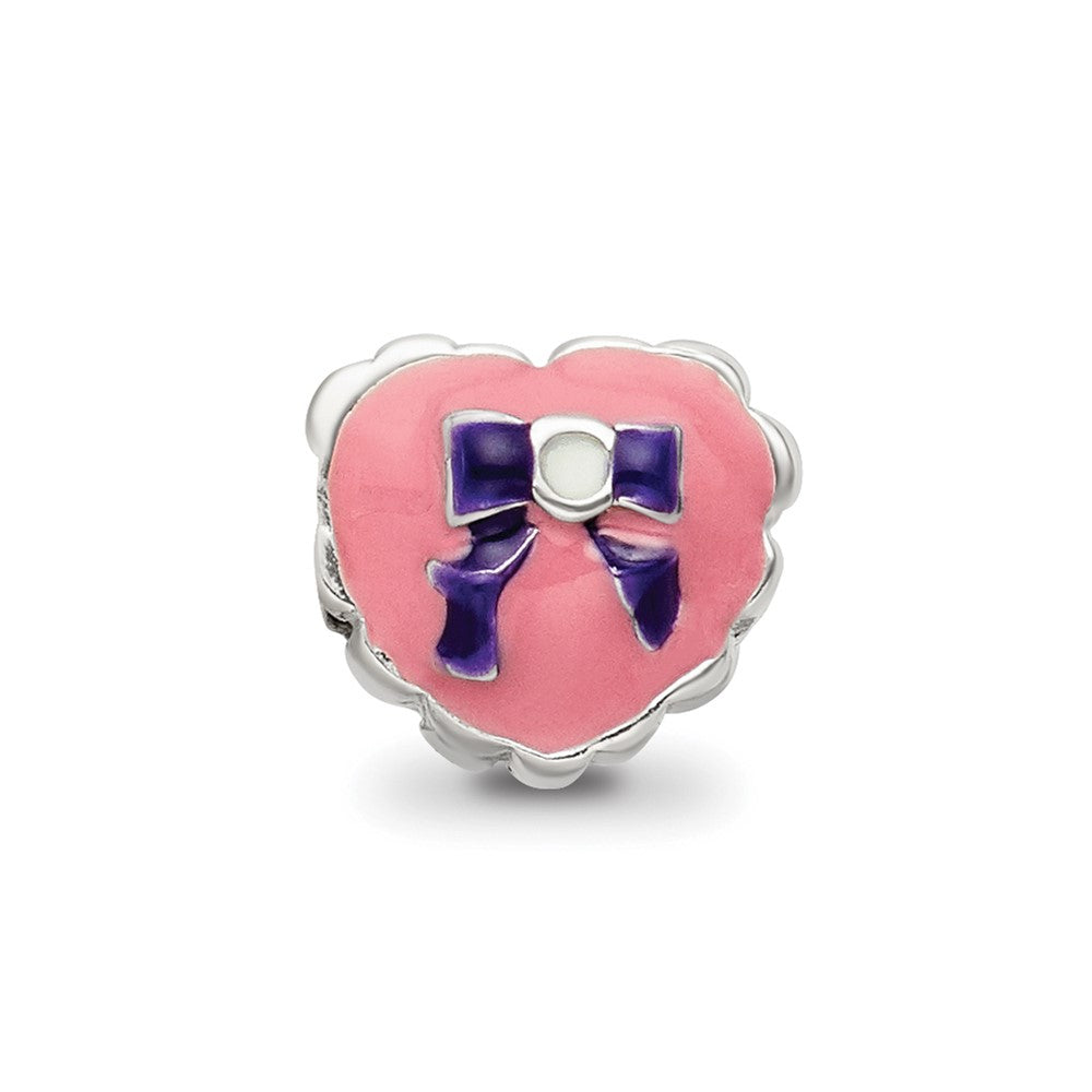 Sterling Silver Reflections Kids Enameled Heart with Bow Bead