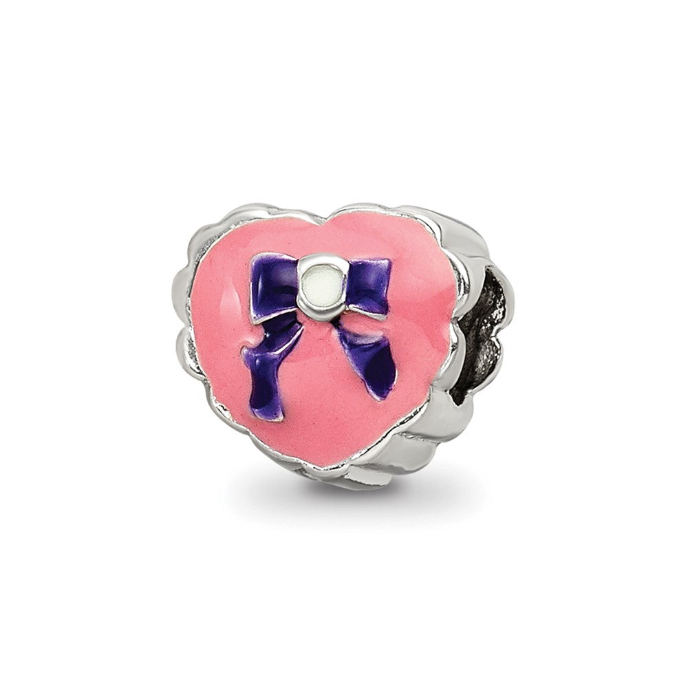 Sterling Silver Reflections Kids Enameled Heart with Bow Bead