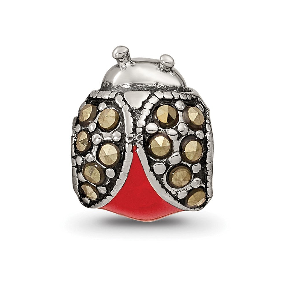 Sterling Silver Reflections Enameled & Marcasite Ladybug Bead