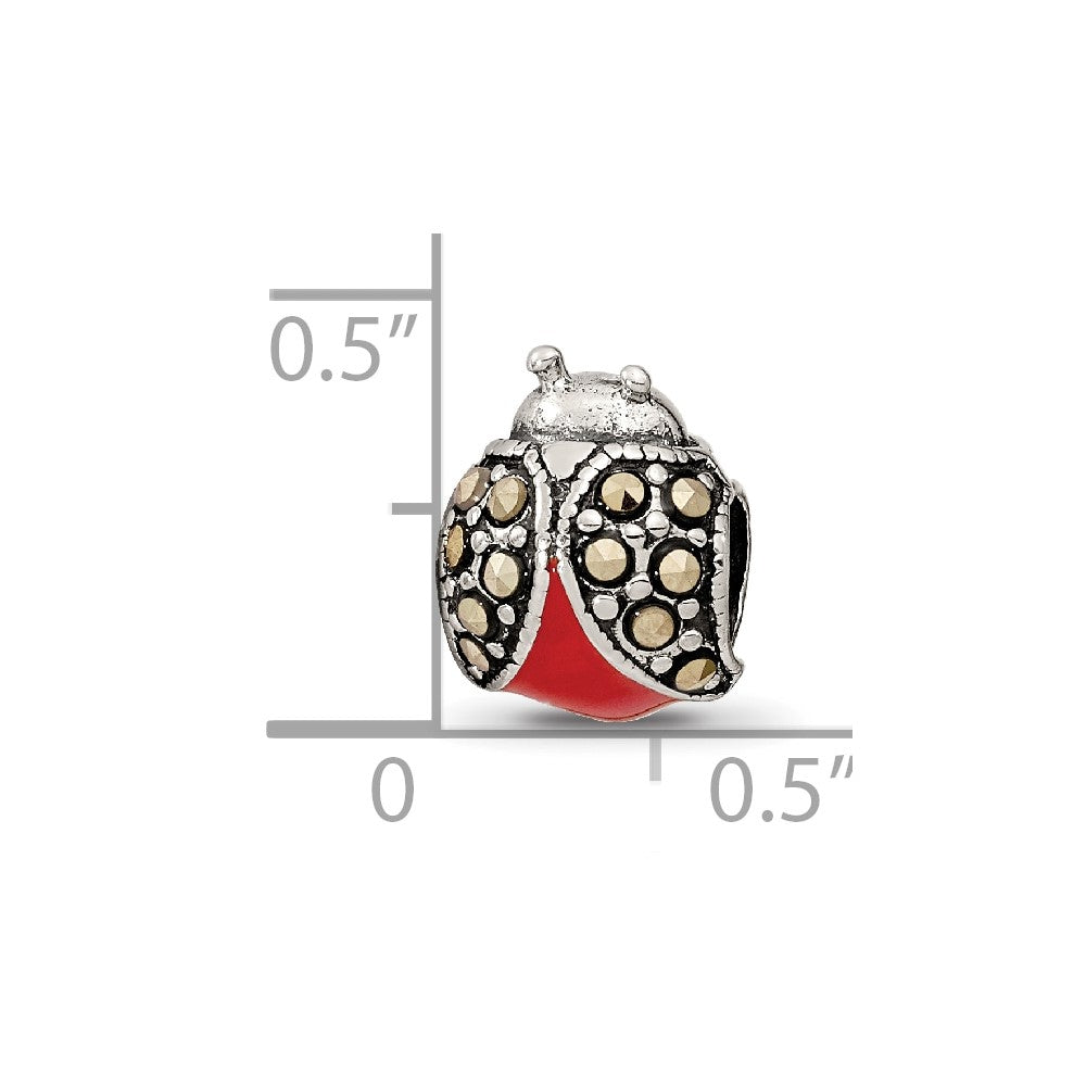 Sterling Silver Reflections Enameled & Marcasite Ladybug Bead