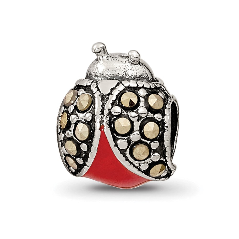 Sterling Silver Reflections Enameled & Marcasite Ladybug Bead