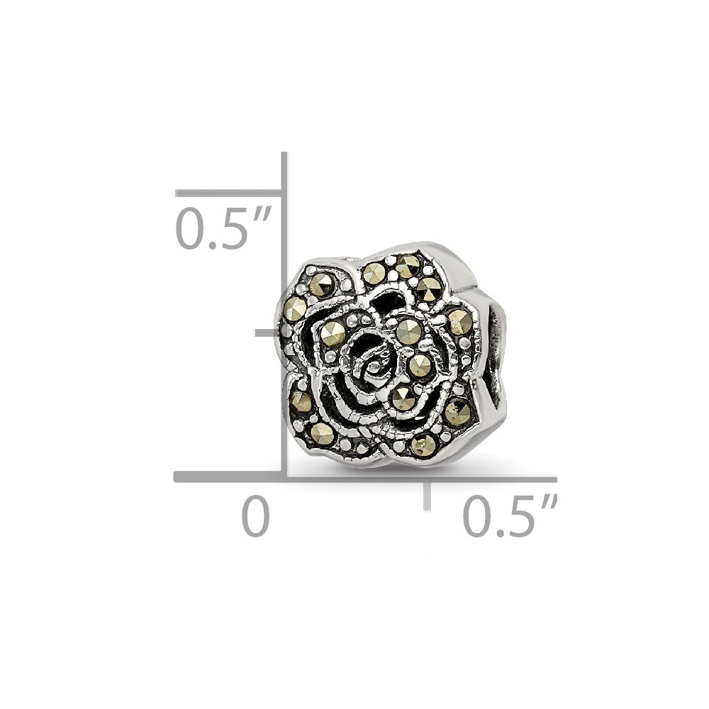 Sterling Silver Reflections Marcasite Flower Bead