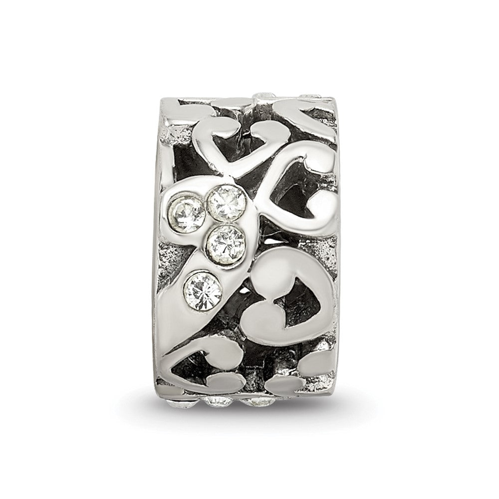 Sterling Silver Reflections Preciosa Crystal and Hearts Bead