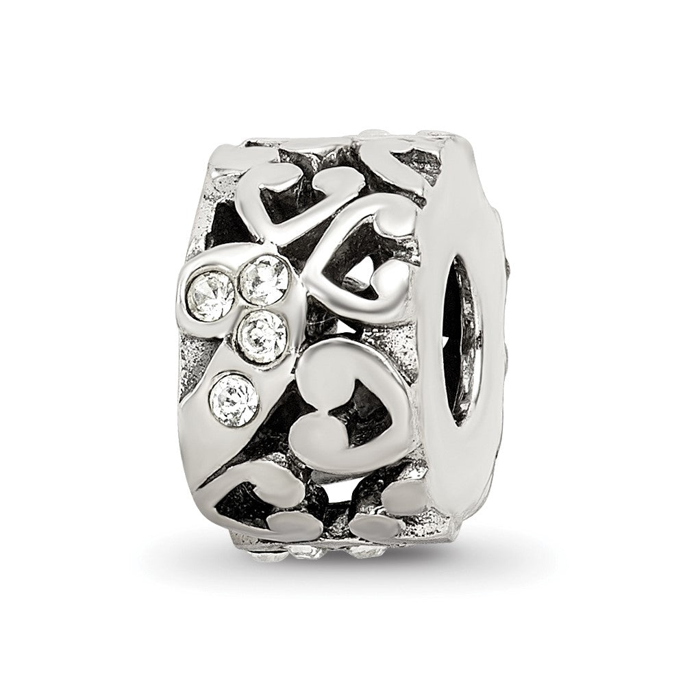 Sterling Silver Reflections Preciosa Crystal and Hearts Bead