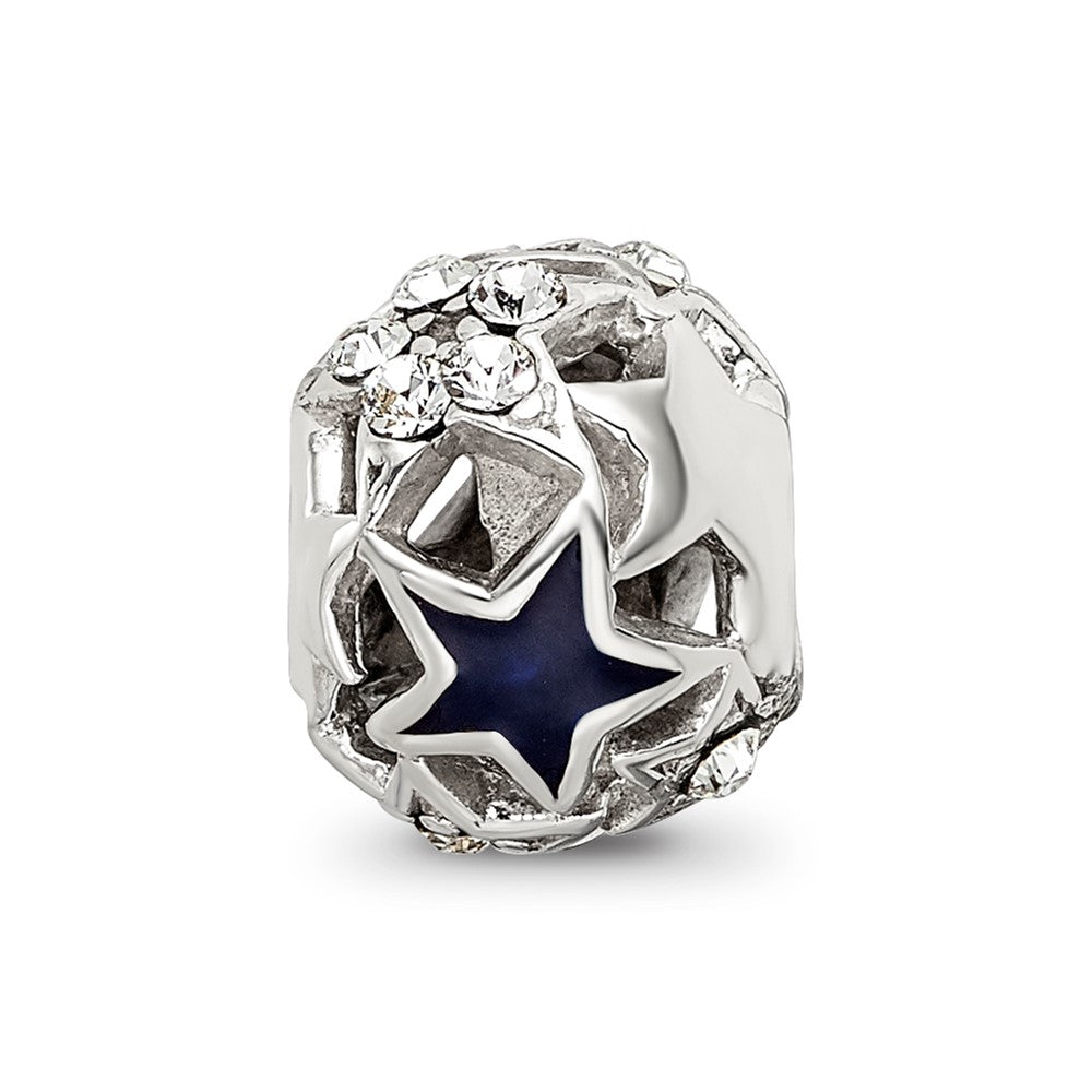 Sterling Silver Reflections Crystal and Enameled Stars Bead