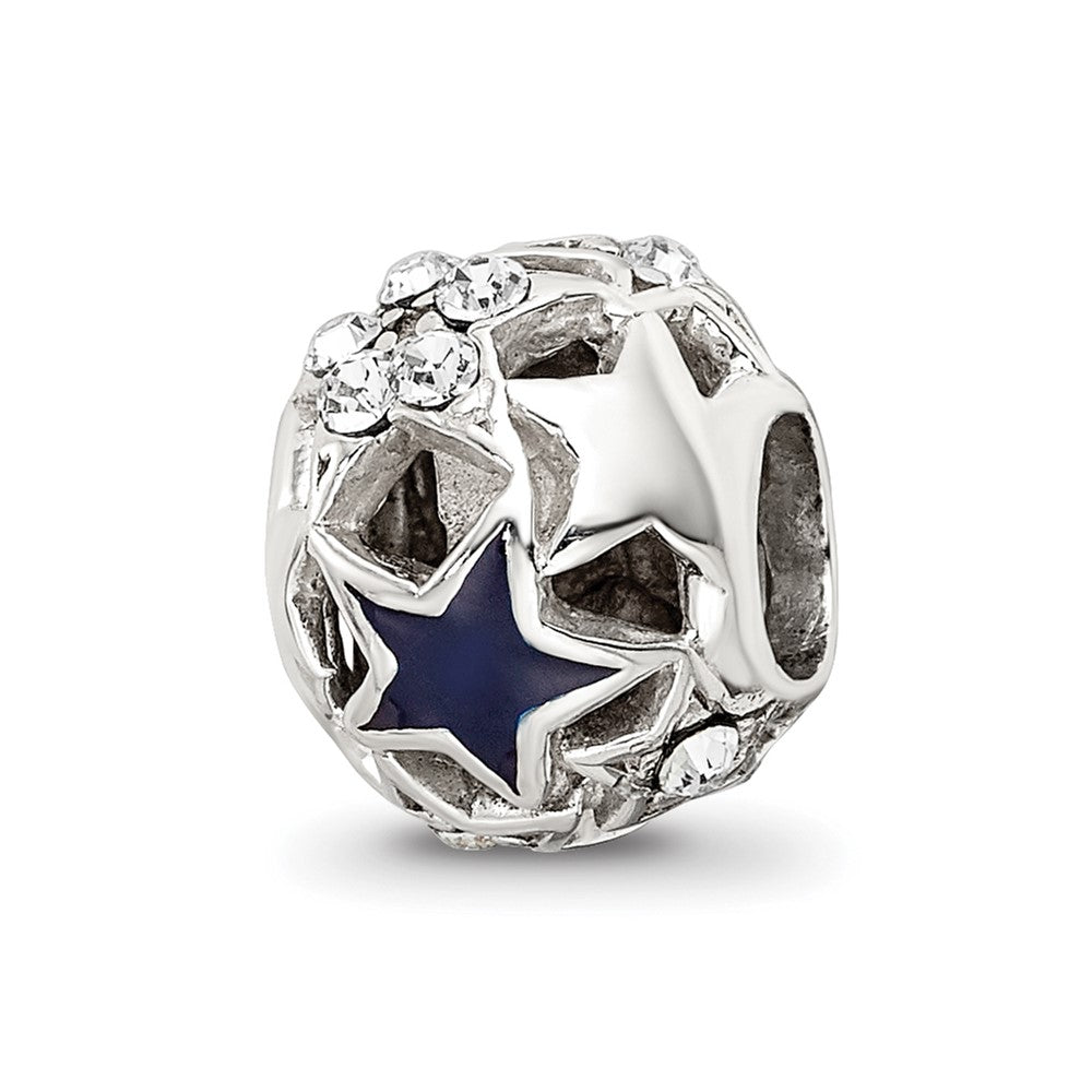 Sterling Silver Reflections Crystal and Enameled Stars Bead