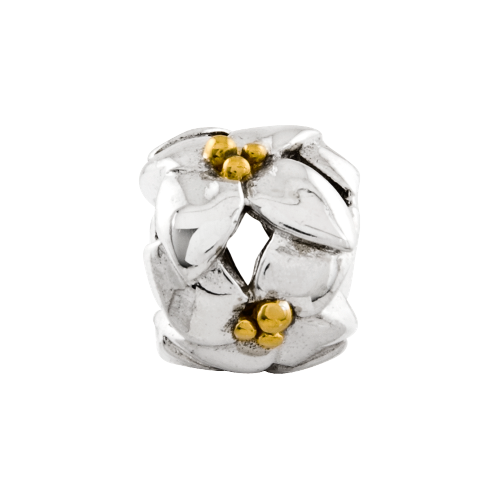 Sterling Silver Reflections Gold-plated & Polished Flowers Bead