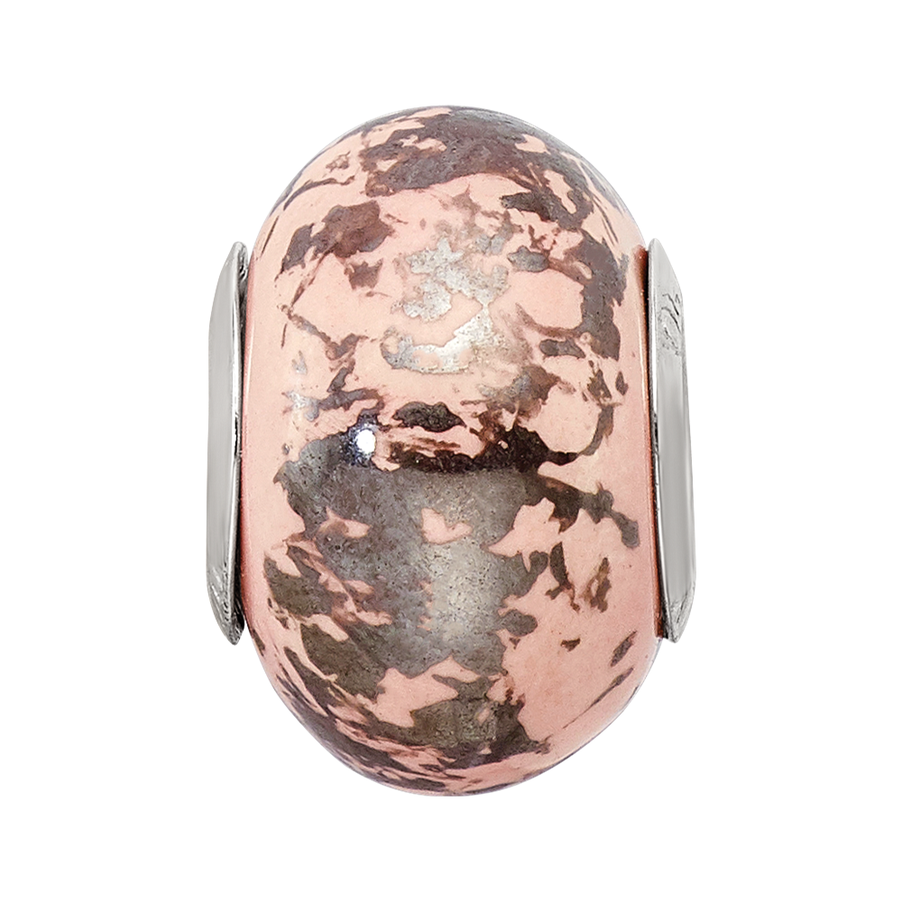 Sterling Silver Reflections Pink w/Platinum Foil Ceramic Bead