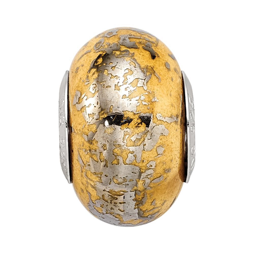 Sterling Silver Reflections Yellow w/Platinum Foil Ceramic Bead