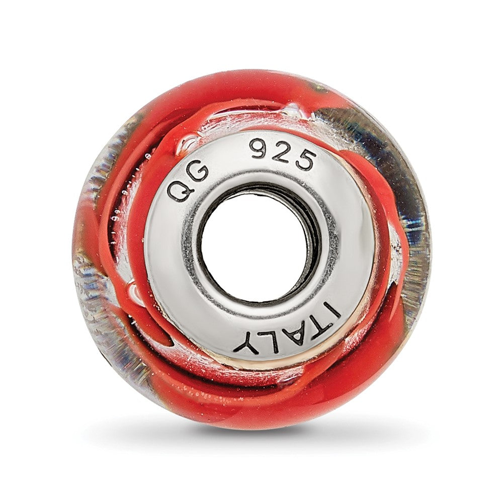 Sterling Silver Reflections Silver/Red Italian Murano Bead