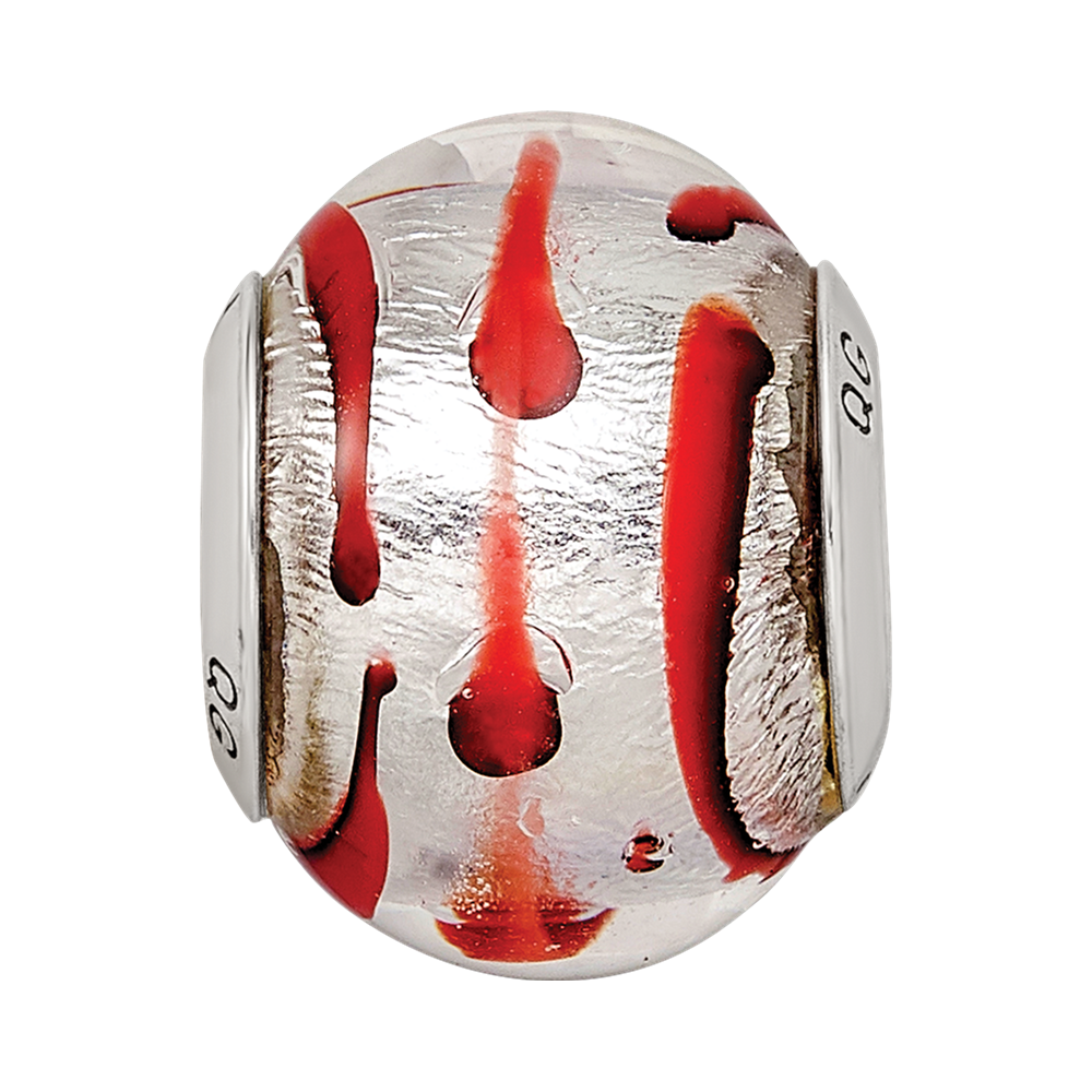 Sterling Silver Reflections Silver/Red Italian Murano Bead