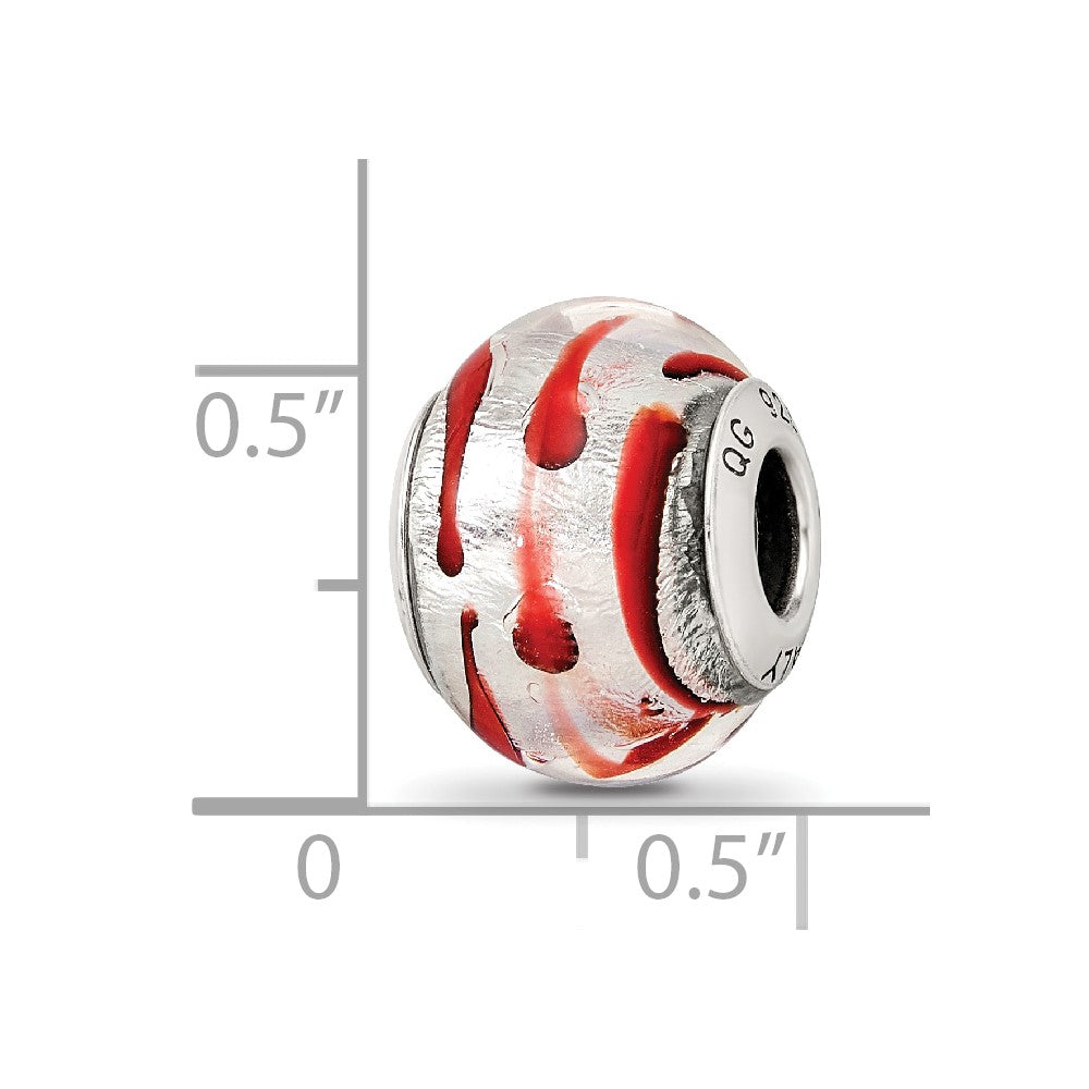 Sterling Silver Reflections Silver/Red Italian Murano Bead