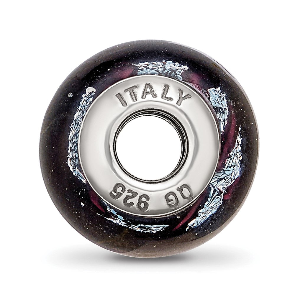 Sterling Silver Reflections Dark Purple Italian Glass Bead