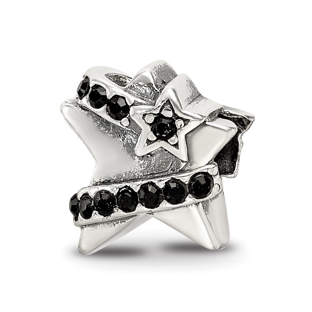 Sterling Silver Reflections with Black Preciosa Crystal Star Bead