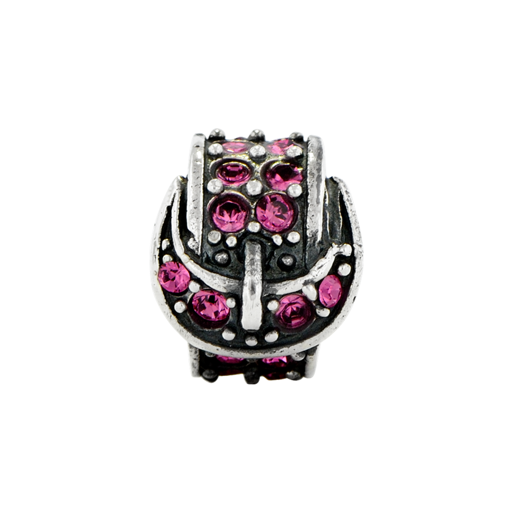 Sterling Silver Reflections Pink Swarovski Crystal Buckle Bead