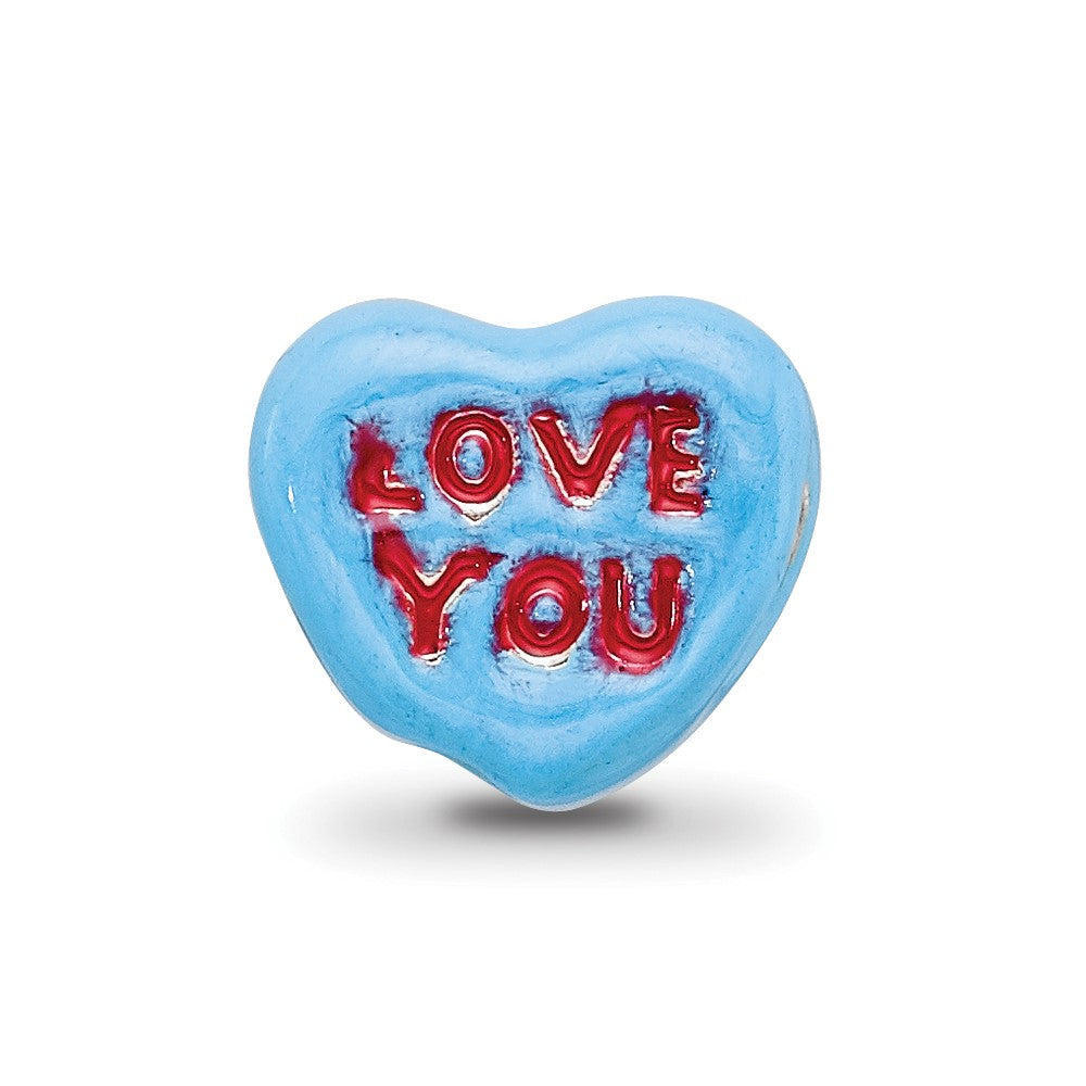 Sterling Silver Reflections Kids Love You Enameled Heart Bead