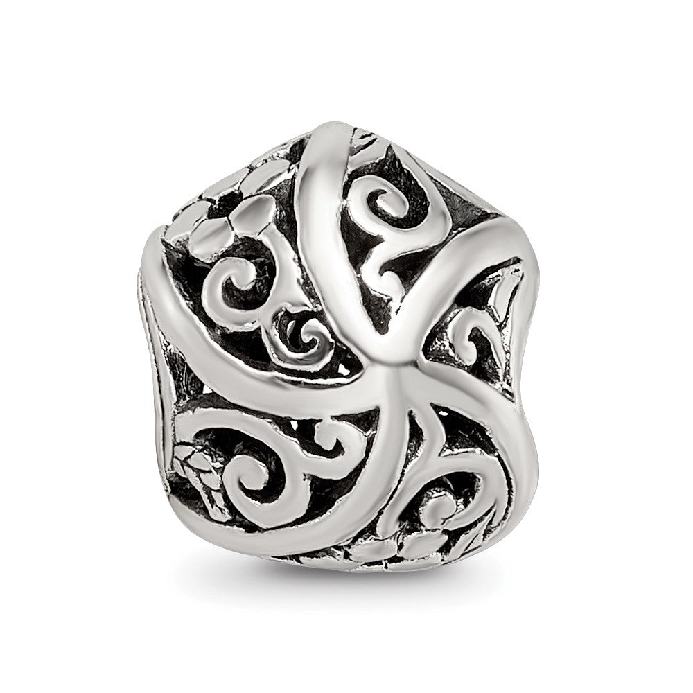 Sterling Silver Reflections Flowers & Vines Bali Bead