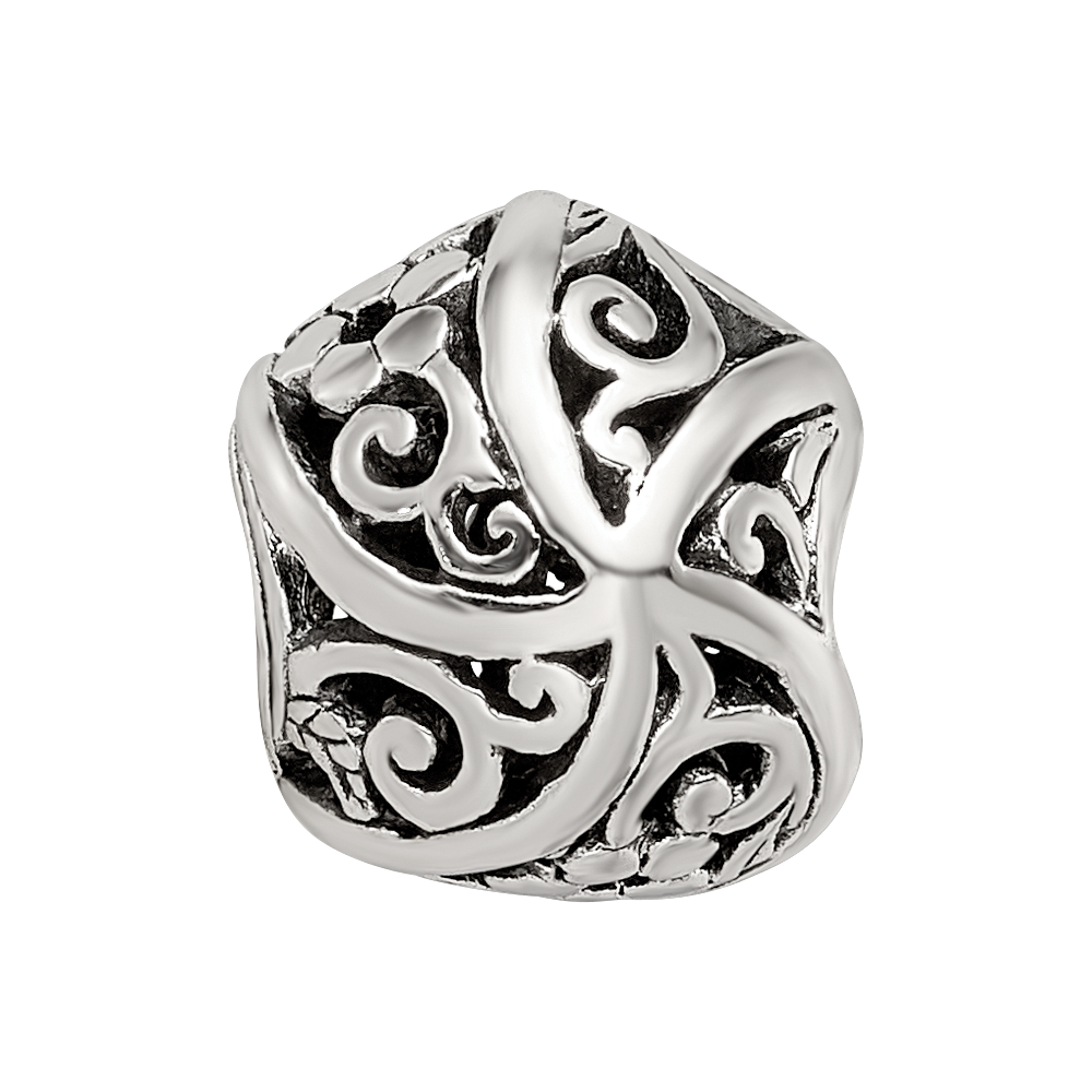 Sterling Silver Reflections Flowers & Vines Bali Bead