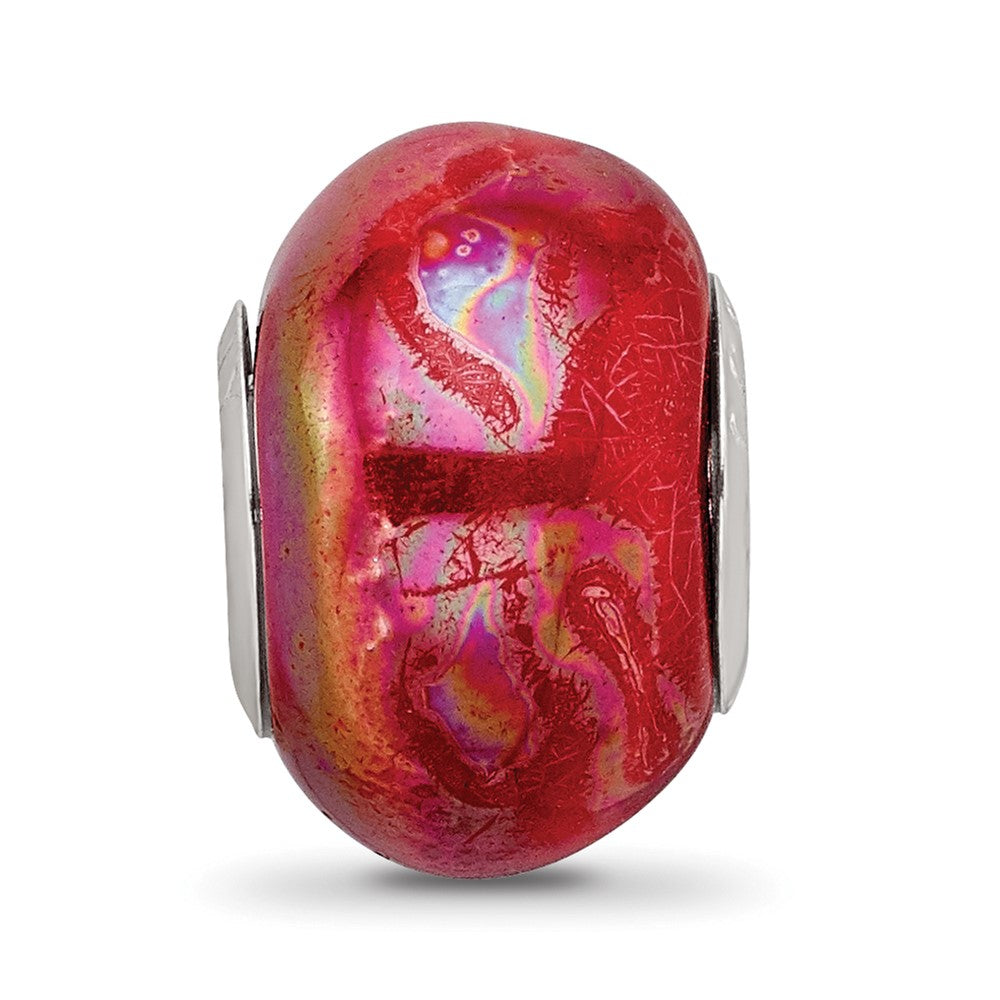 Sterling Silver Reflections Orange/Pink Ceramic Bead