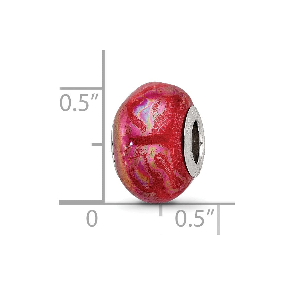 Sterling Silver Reflections Orange/Pink Ceramic Bead