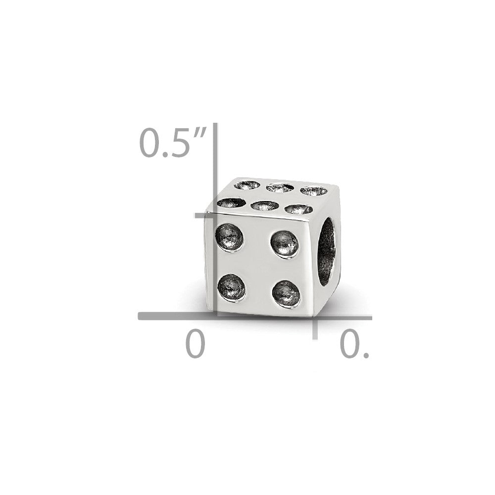 Sterling Silver Antique Reflections Dice Bead