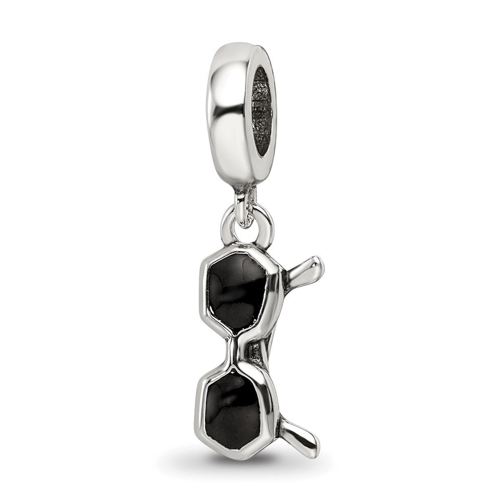 Sterling Silver Reflections Black Enamel Sunglasses Dangle Bead