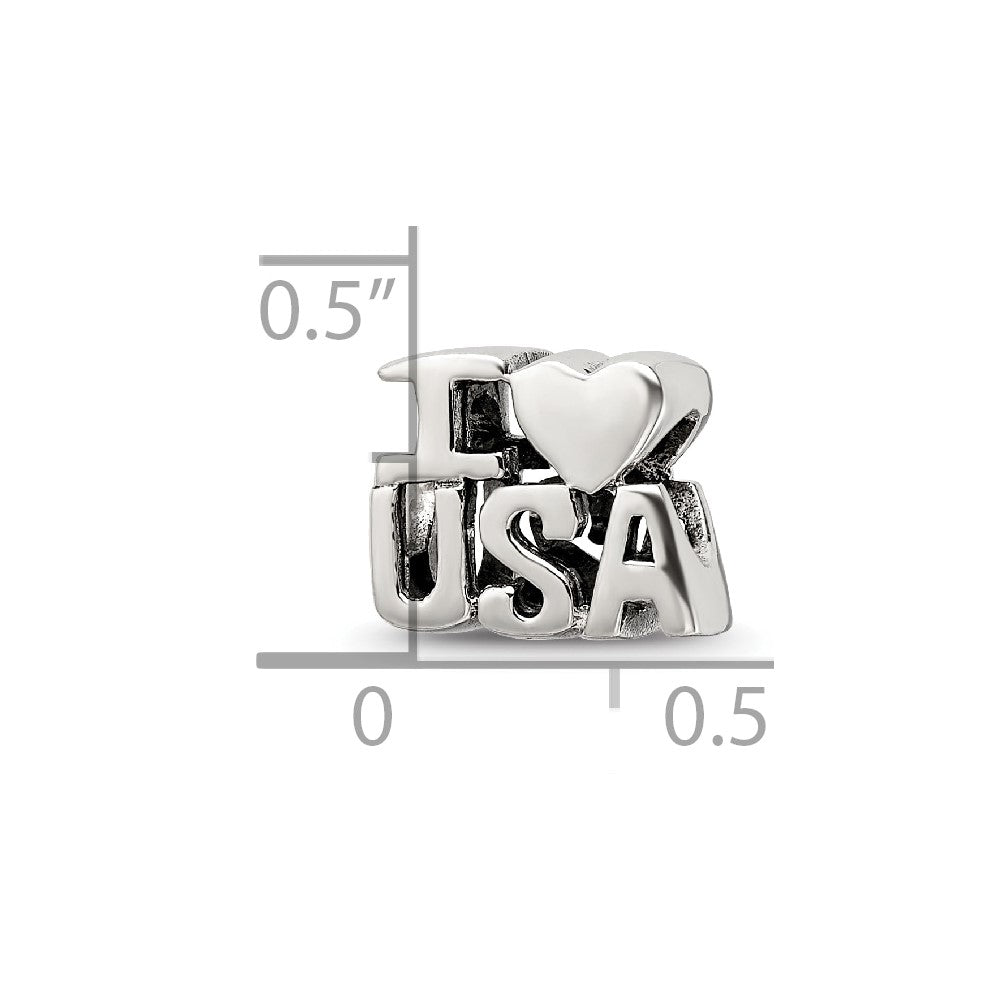 Sterling Silver Reflections I HEART USA Bead