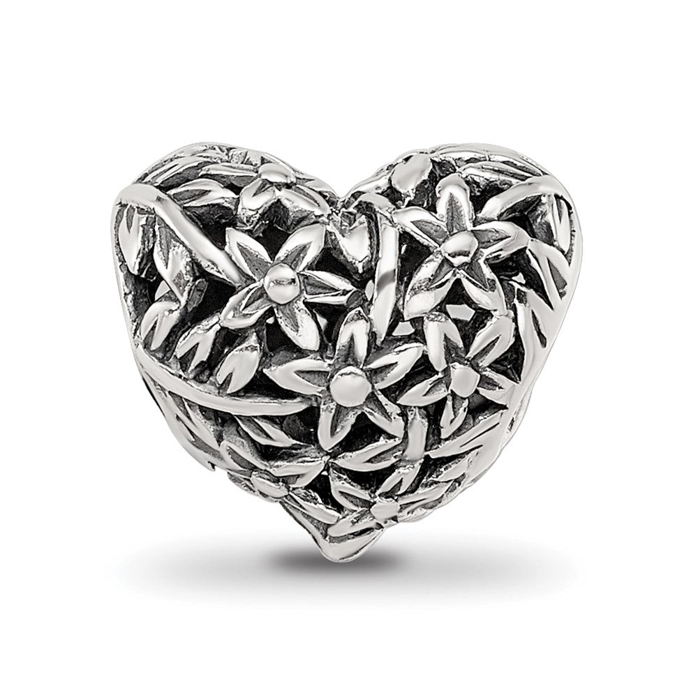 Sterling Silver Reflections Filigree Flower Heart Bead