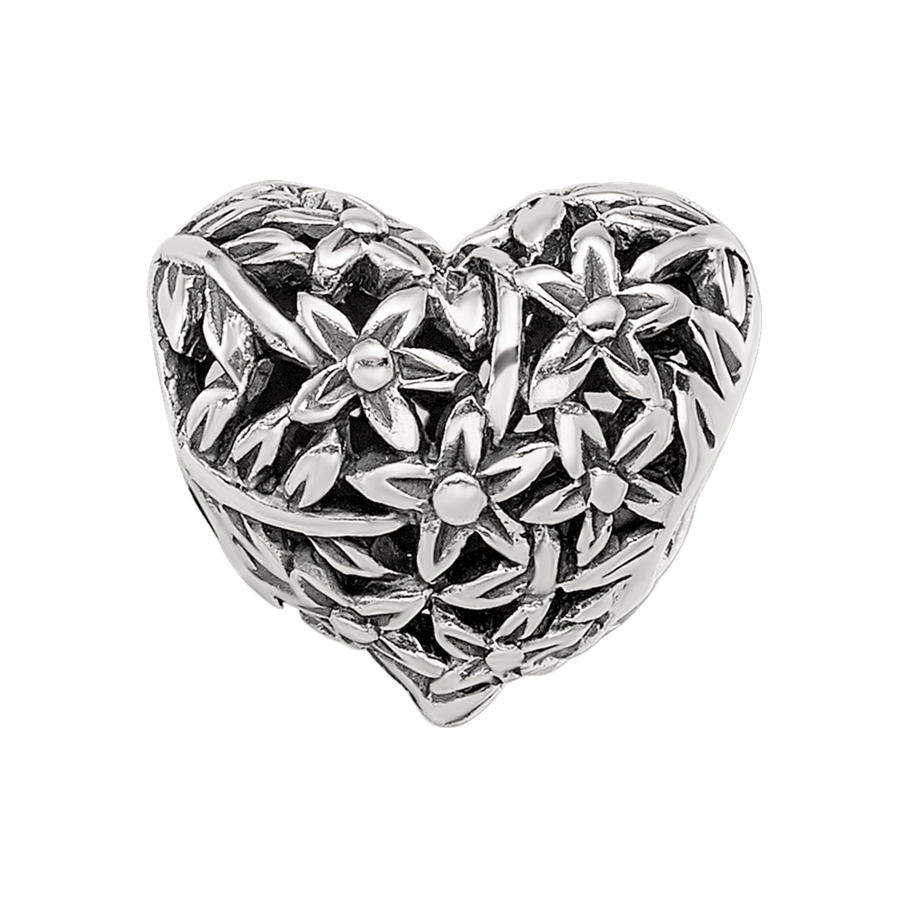 Sterling Silver Reflections Filigree Flower Heart Bead