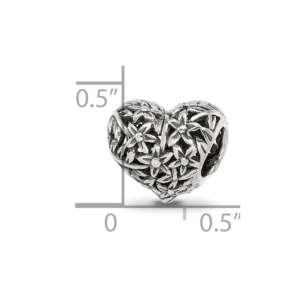 Sterling Silver Reflections Filigree Flower Heart Bead