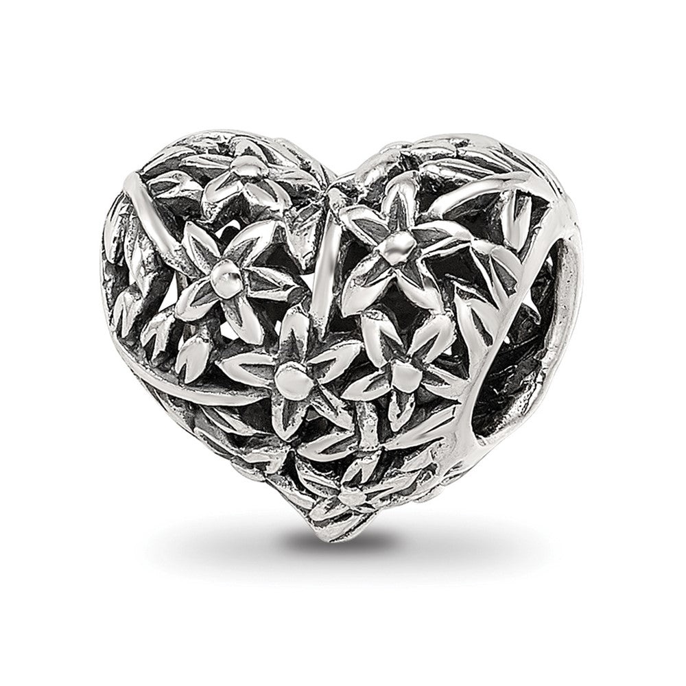 Sterling Silver Reflections Filigree Flower Heart Bead