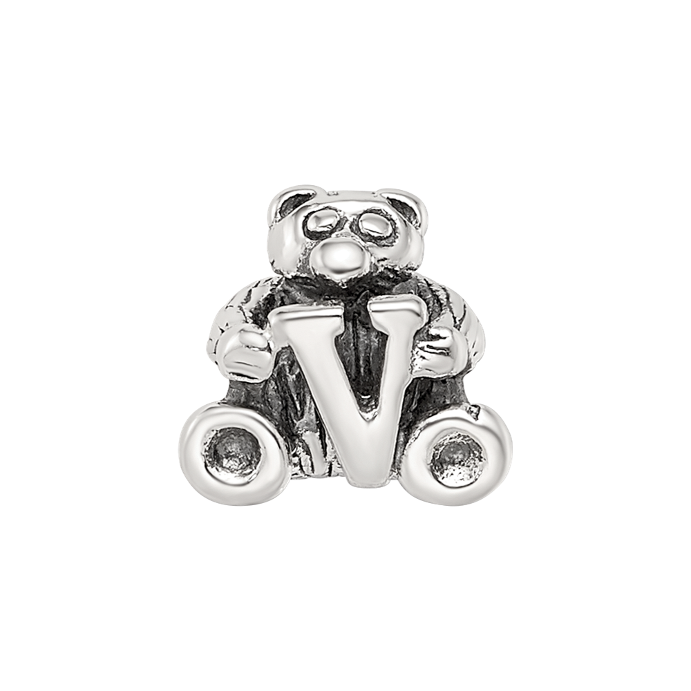 Sterling Silver Reflections Kids Letter V Bead