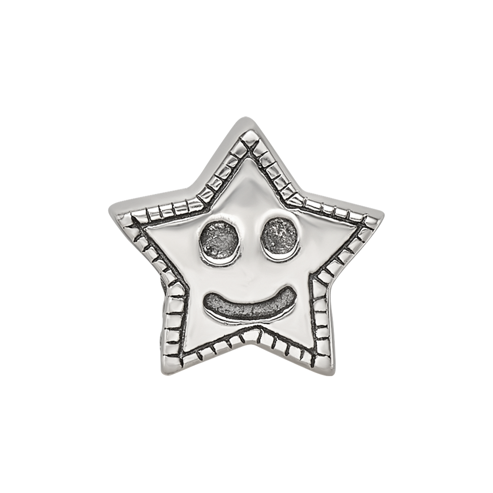 Sterling Silver Reflections Kids Smiley Star Bead