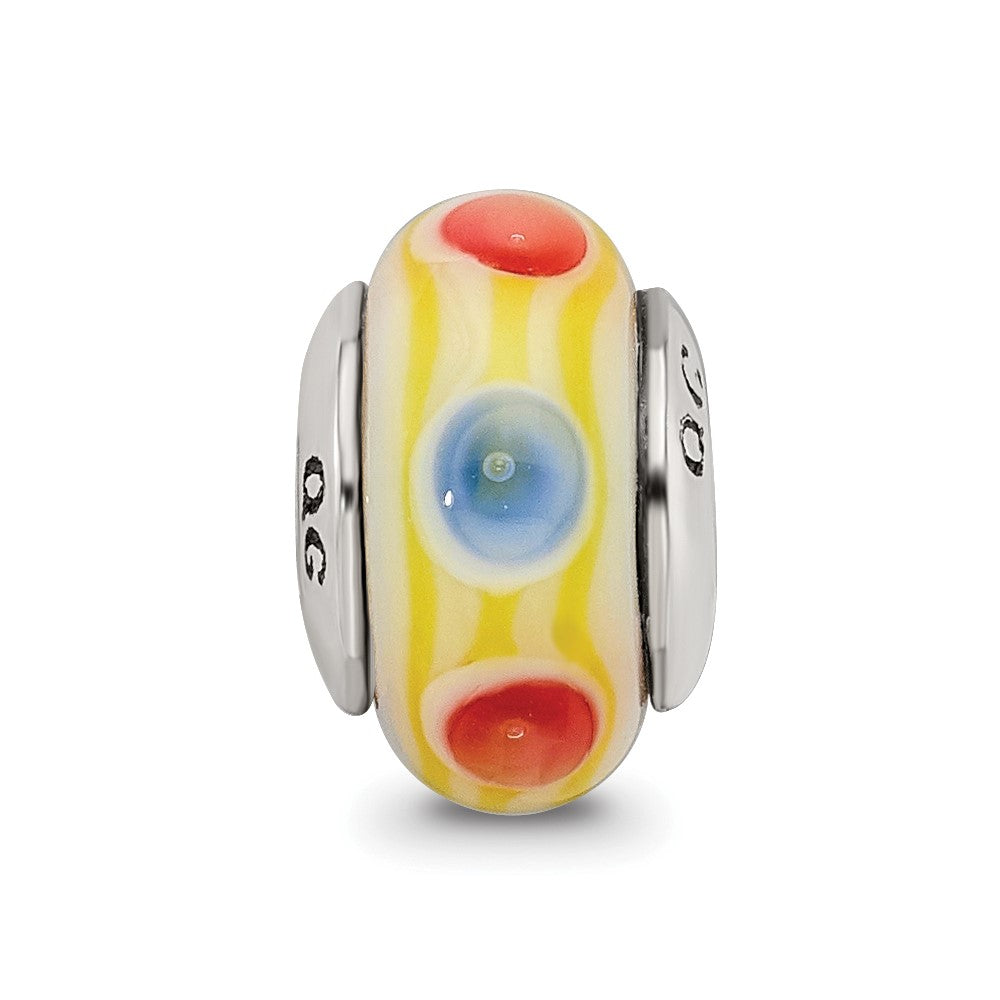 Sterling Silver Reflections Kids Yellow Hand-blown Glass Bead