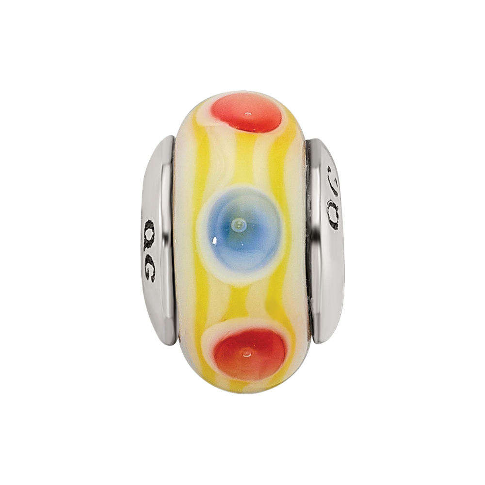 Sterling Silver Reflections Kids Yellow Hand-blown Glass Bead