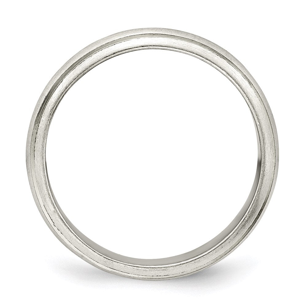 Sterling Silver 4mm Satin Half Round with Edge Lines Size 6 Band