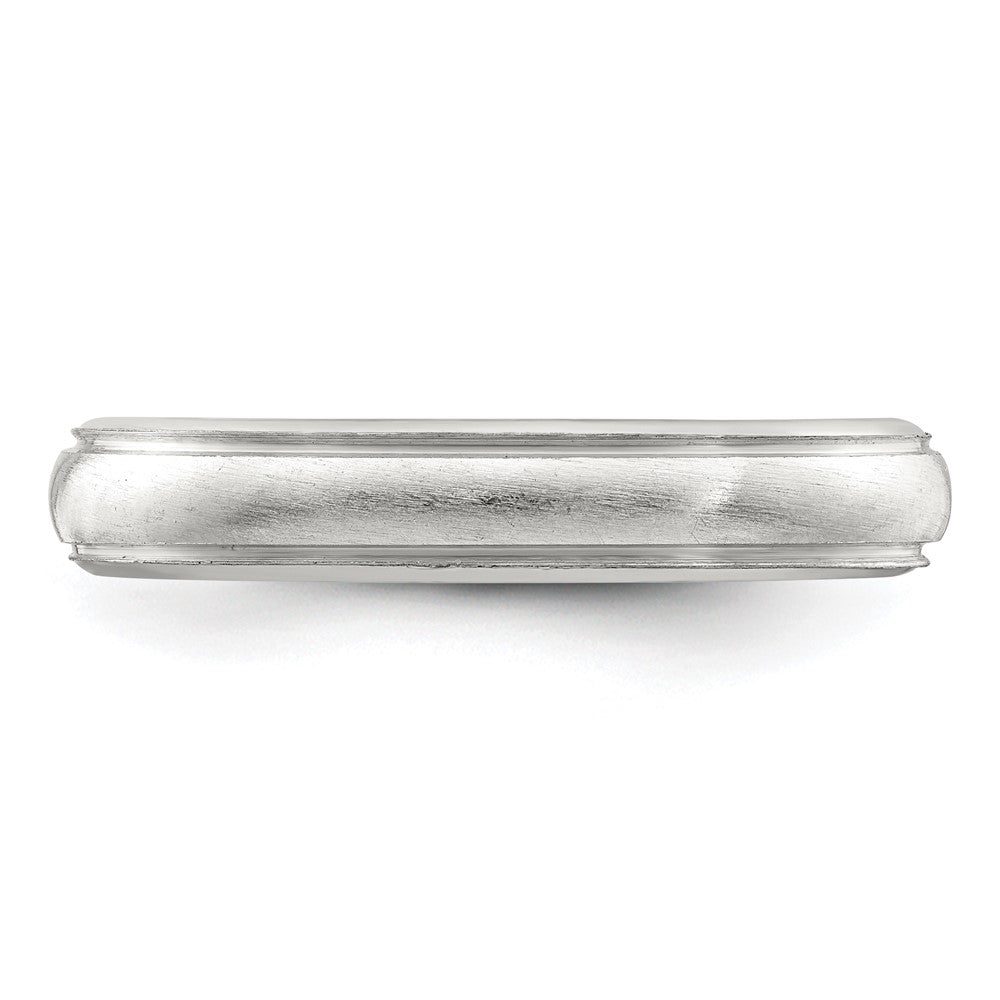 Sterling Silver 4mm Satin Half Round with Edge Lines Size 6 Band