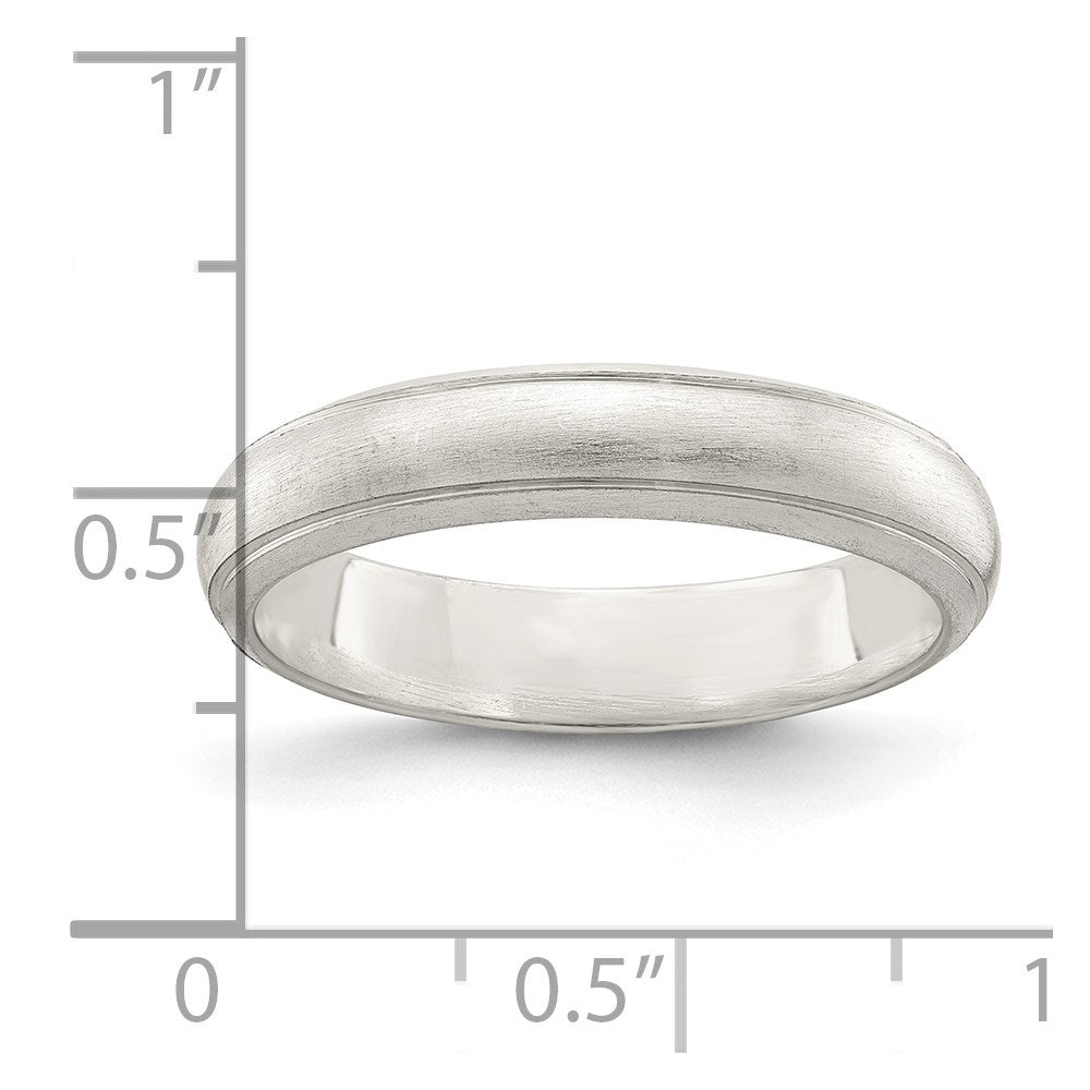 Sterling Silver 4mm Satin Half Round with Edge Lines Size 6 Band