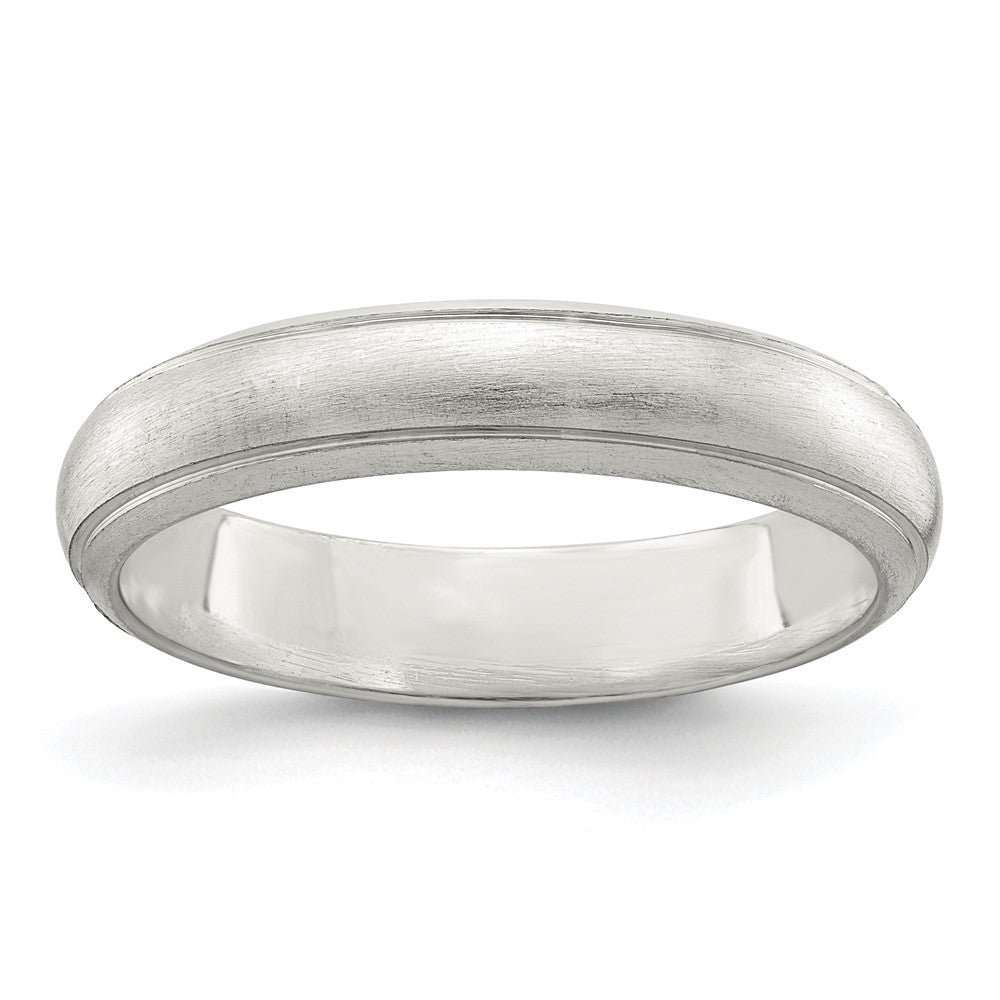 Sterling Silver 4mm Satin Half Round with Edge Lines Size 6 Band