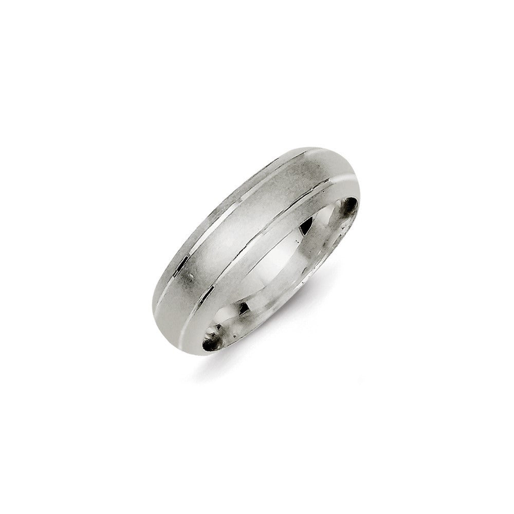 Sterling Silver 6mm Satin Finish Band Rhodium Size 10