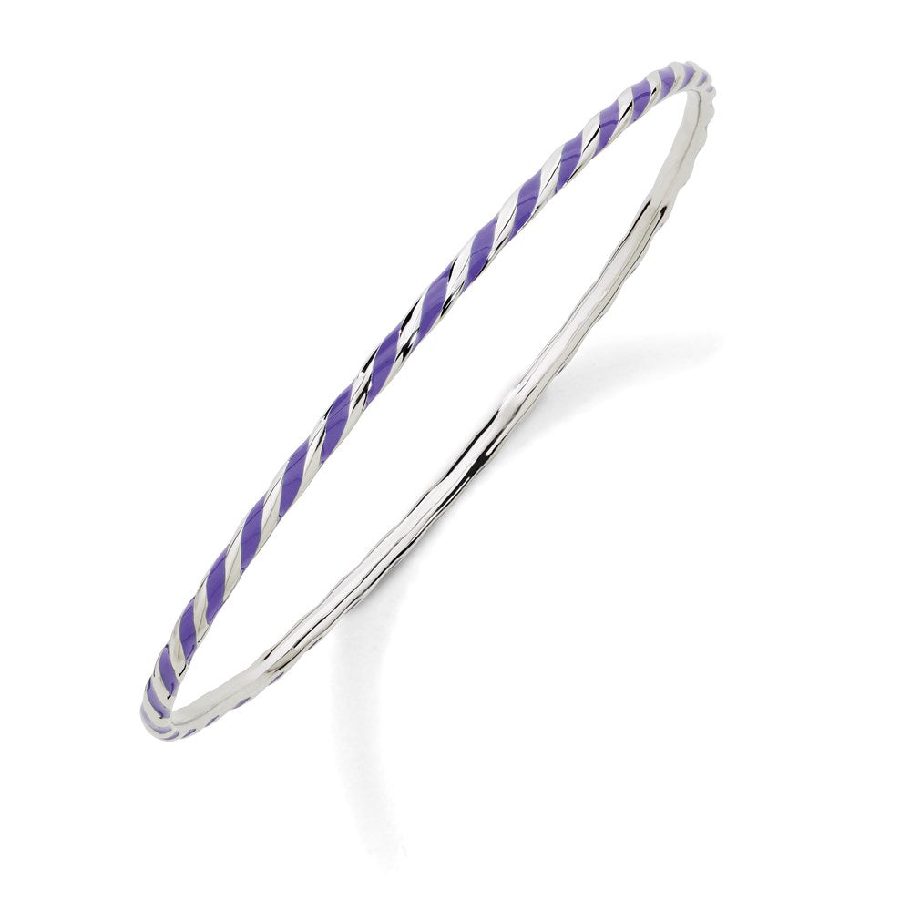 Sterling Silver Stackable Expressions Twisted Purple Enamel Bangle