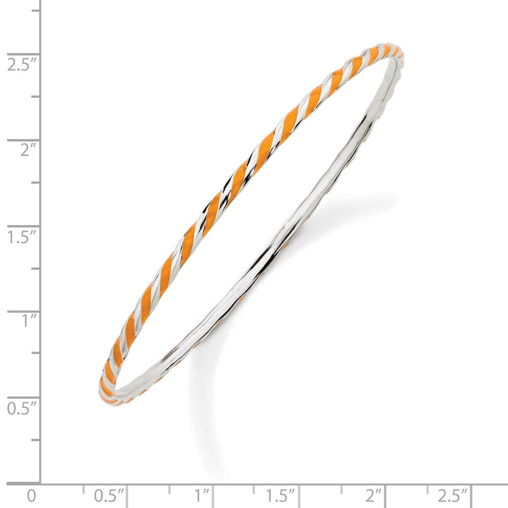 Sterling Silver Stackable Expressions Twisted Orange Enamel Bangle