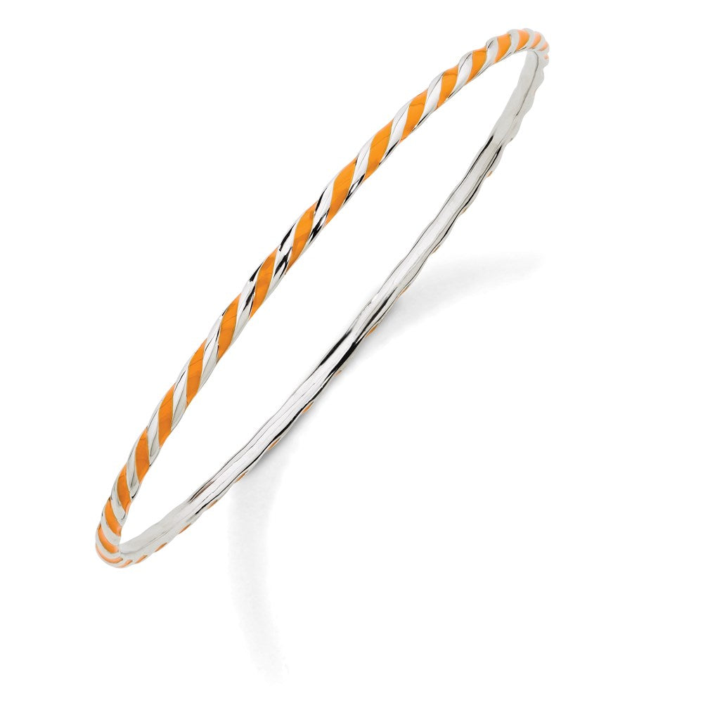 Sterling Silver Stackable Expressions Twisted Orange Enamel Bangle