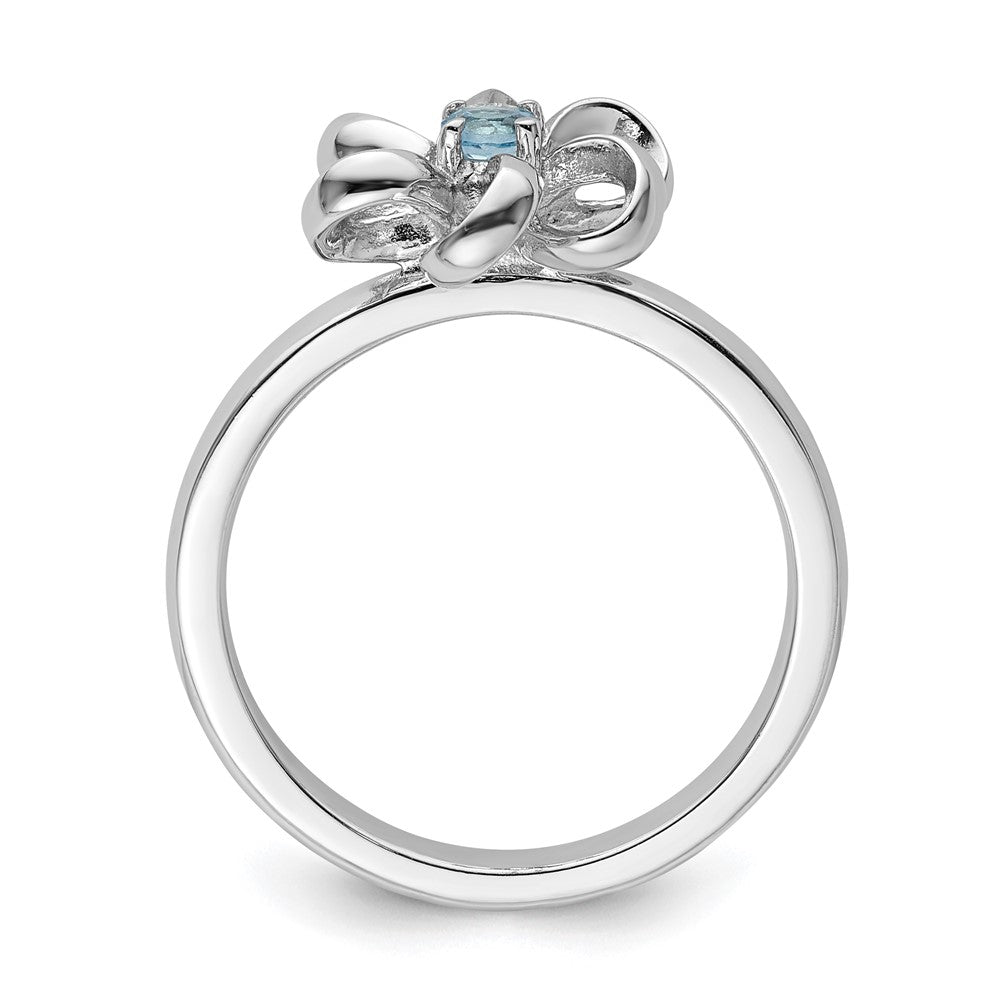 Sterling Silver Stackable Expressions Polished Blue Topaz Flower Ring