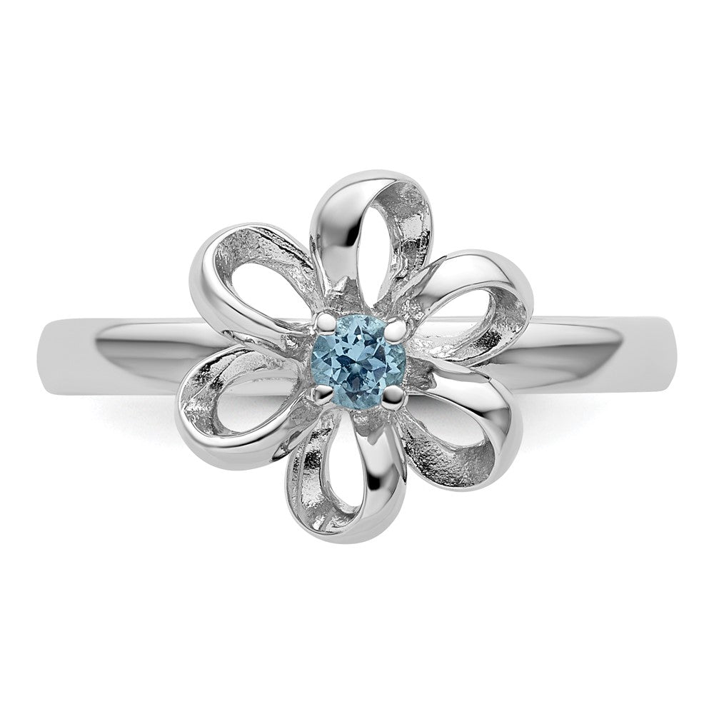 Sterling Silver Stackable Expressions Polished Blue Topaz Flower Ring