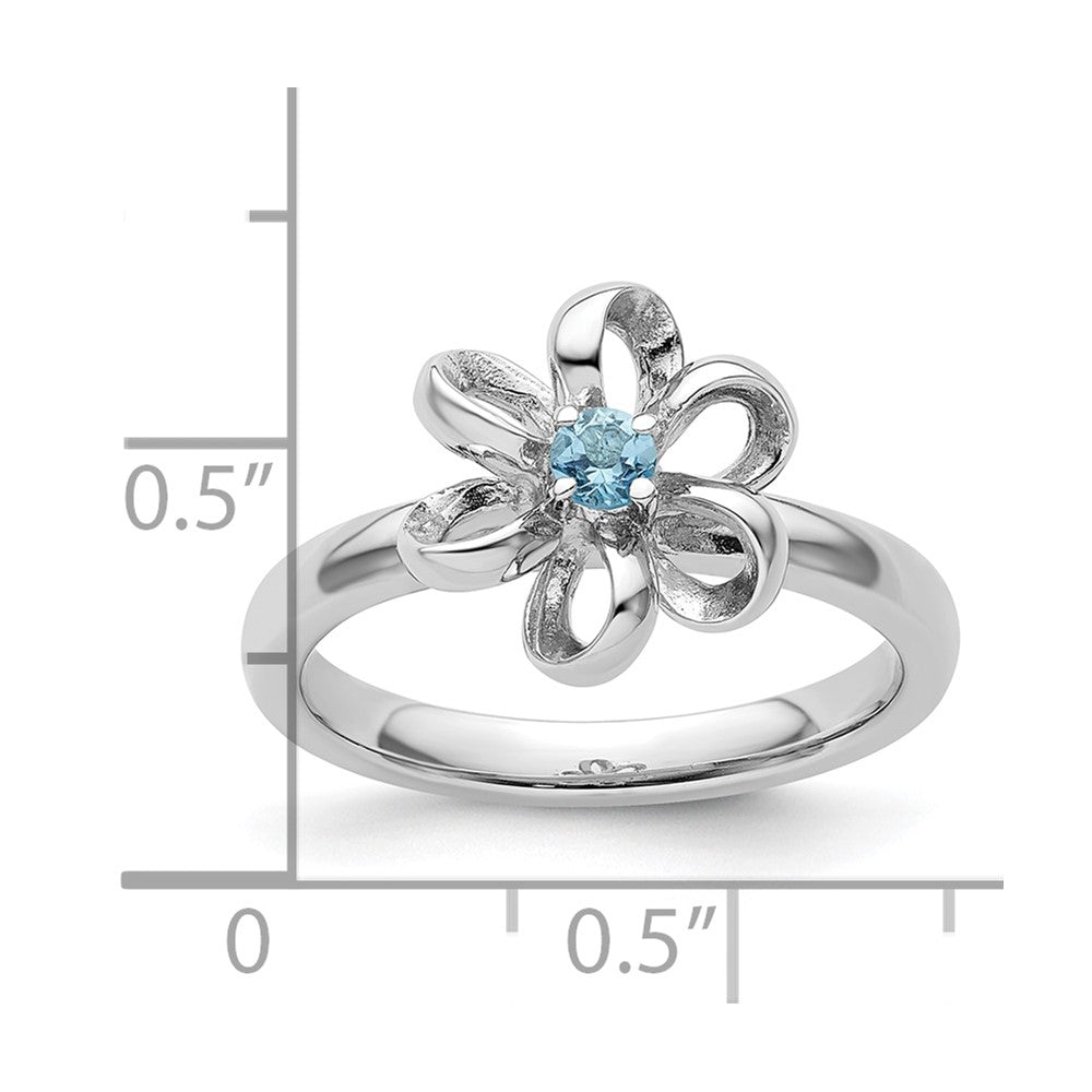 Sterling Silver Stackable Expressions Polished Blue Topaz Flower Ring