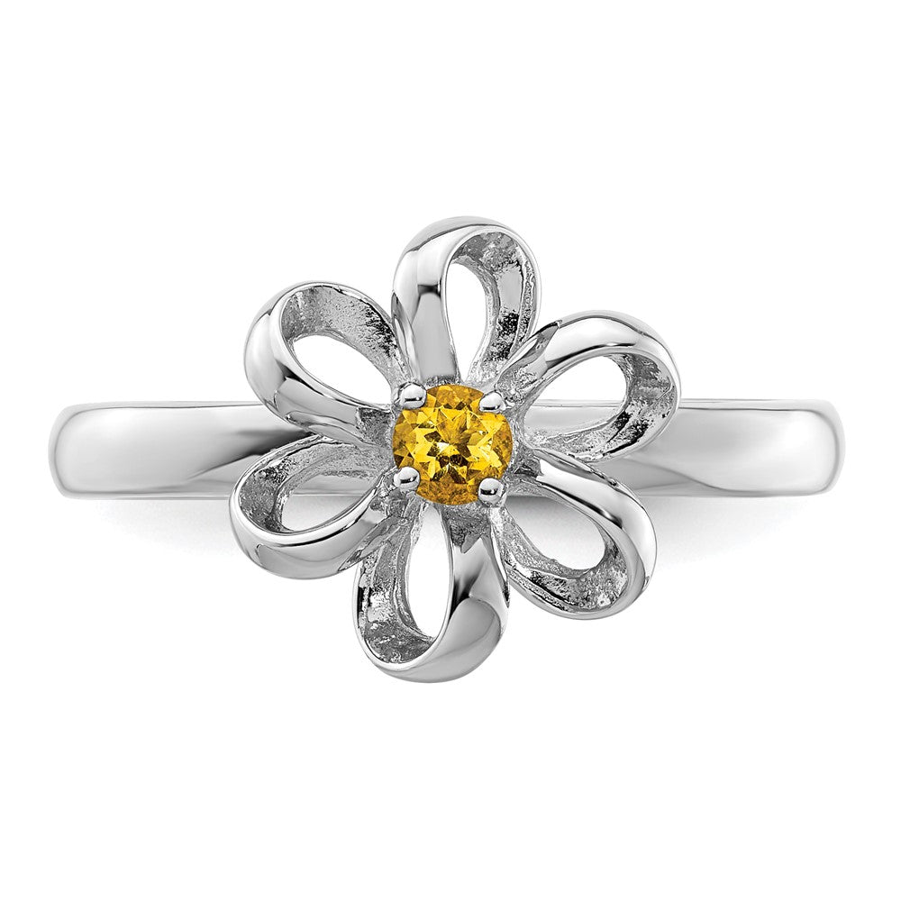 Sterling Silver Stackable Expressions Polished Citrine Flower Ring