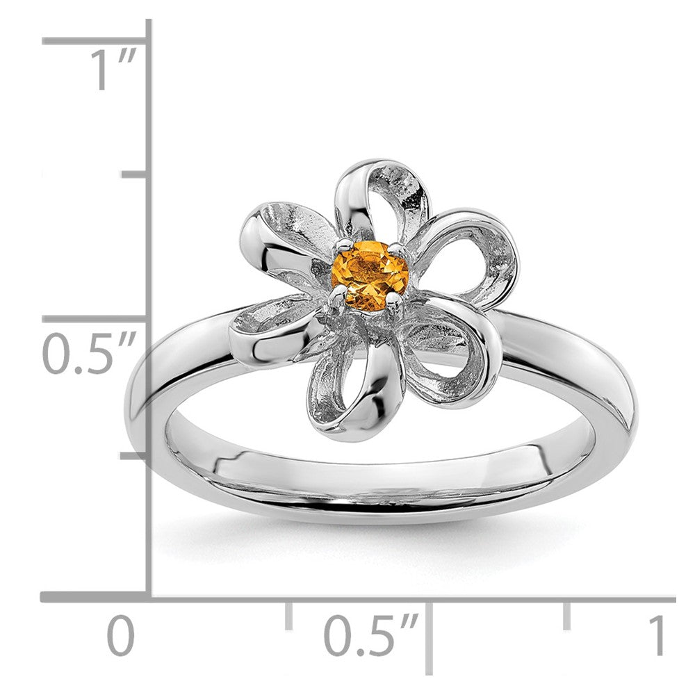 Sterling Silver Stackable Expressions Polished Citrine Flower Ring